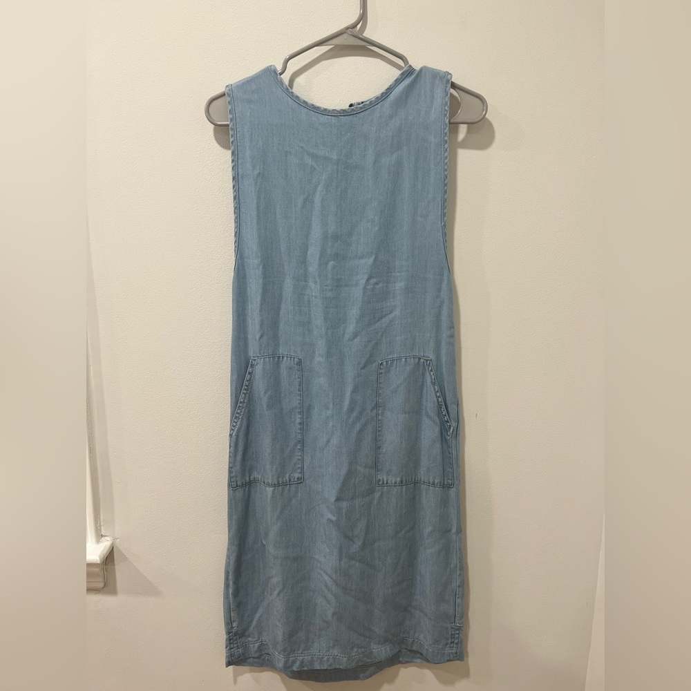 denim knee length sleeveless dress size xs